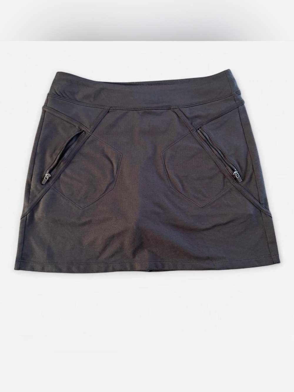 Athleta Everyday Skort Charcoal Brown Zipper Pockets Size S